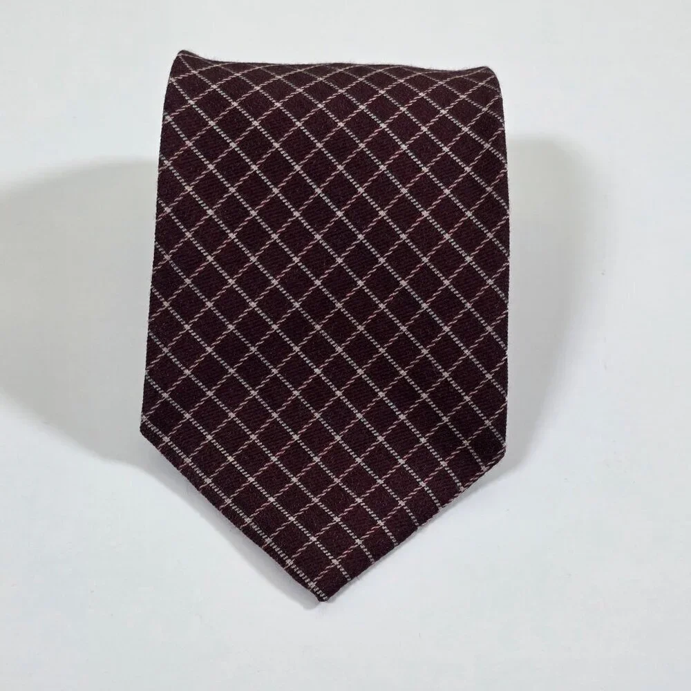 Vtg Gap Wool Silk Tie Brown Beige Geometric Pattern Preppy Office USA W 4